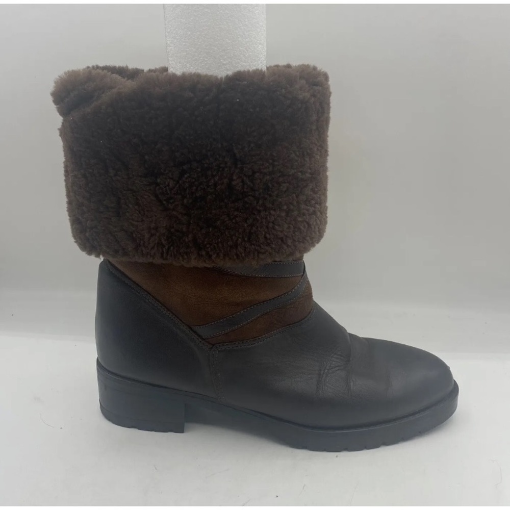La Canadienne Brown Leather Shearling Lined Boots Women's Size 9